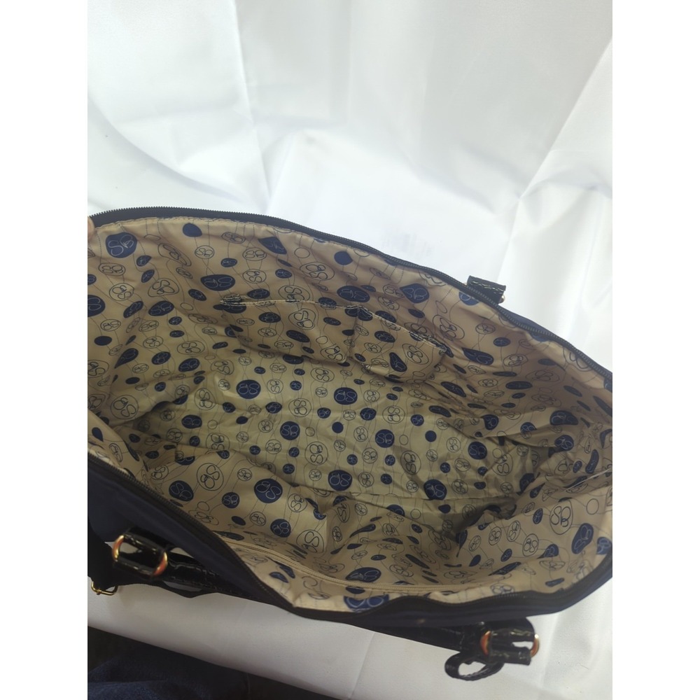 Samantha Brown Soft Travel Duffle Bag Navy Blue With Black Faux Croc Gently Used - Picture 4 of 13
